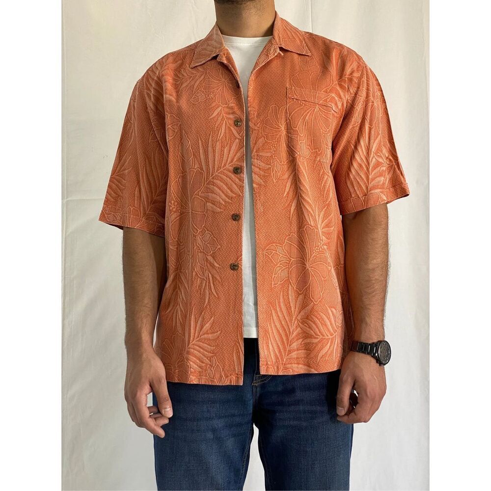 ✨Jamaica Jaxx Silk Yellow Hawaiian Floral Print Men’s Short Sleeve Sz XL Shirt✨